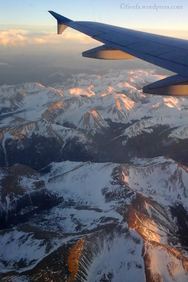 Flying Over the Rockies at Sunset